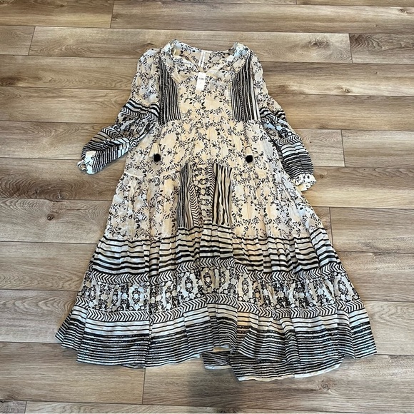 NWT Anthropologie Size Small Cadence Tiered Midi Dress Boho Long Puff Sleeve - Picture 3 of 6